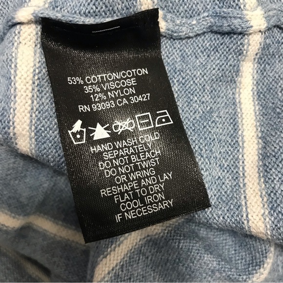 Nic + Zoe Blue/White Striped Sweater Top long Ombré Sleeves - Picture 4 of 4